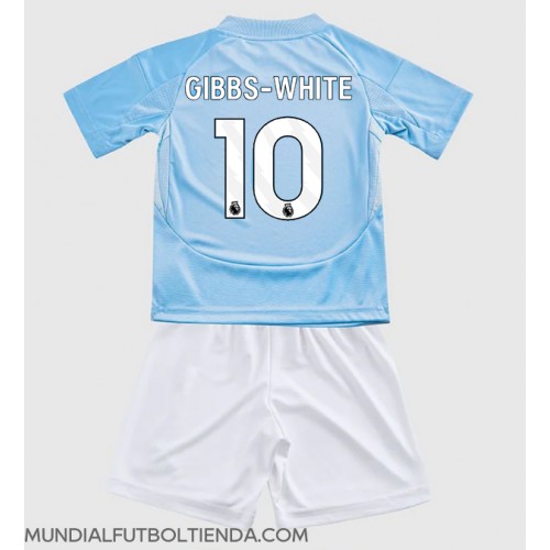Camiseta Nottingham Forest Morgan Gibbs-White #10 Tercera Equipación Replica 2024-25 para niños mangas cortas (+ Pantalones cortos)